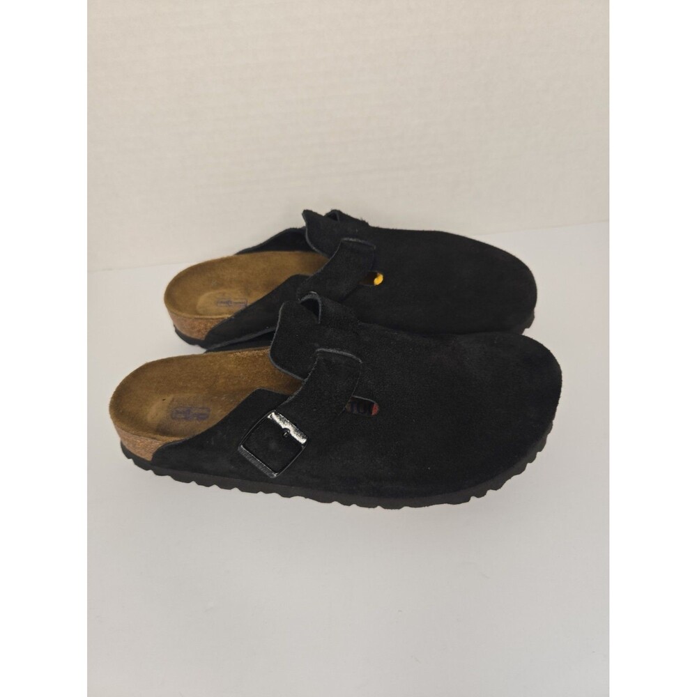 BIRKENSTOCK Boston black suede Soft Footbed clogs shoes Unisex 39 US 8 W/ 7M - Picture 3 of 8
